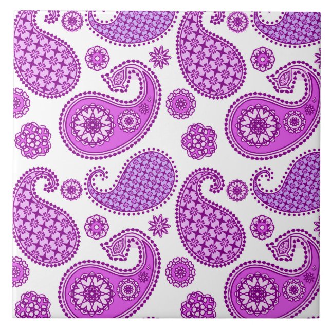 Paisley pattern, violet, purple and white tile (Front)