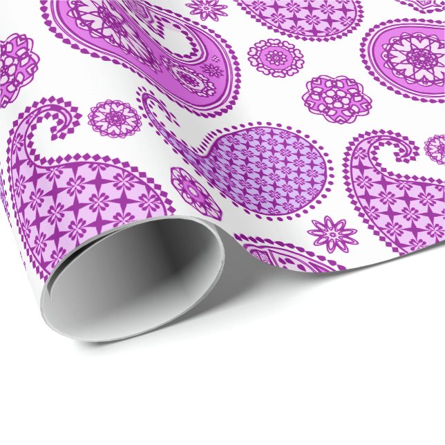 Paisley pattern, violet, purple and white wrapping paper (Roll Corner)