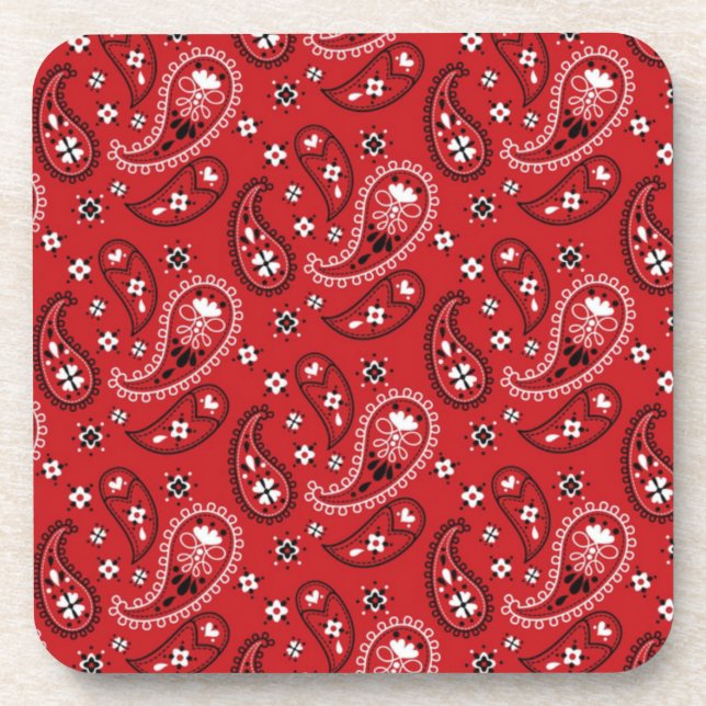 Paisley Pattern with Red Background-23214 Coaster (Front)
