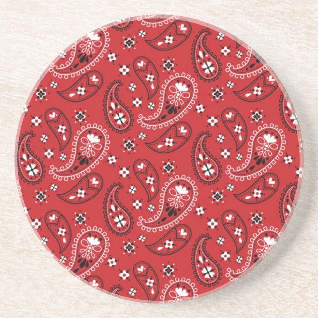 Paisley Pattern with Red Background-23214 Coaster (Front)