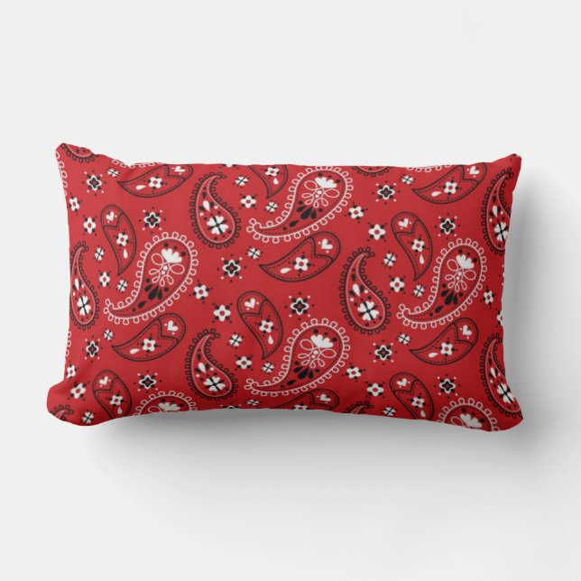 Paisley Pattern with Red Background-23214 Lumbar Cushion (Front)