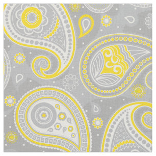 Paisley pattern yellow and grey fabric
