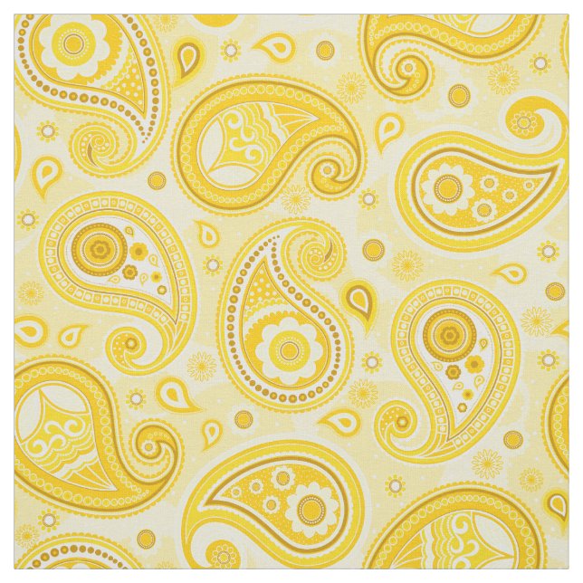 Paisley pattern yellow colour fabric (Swatch)