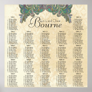 Paisley Peacock Colours Reception Seating Chart