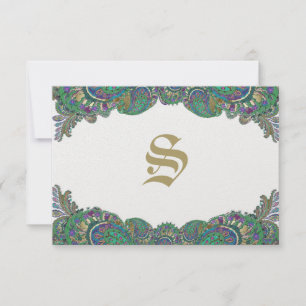 Paisley Peacock Colours Wedding Response Cards