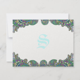 Paisley Peacock Colours Wedding Response Cards