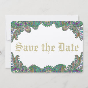 Paisley Peacock Colours Wedding Save the Date