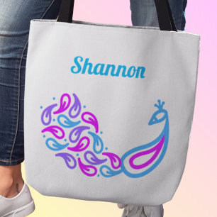 Paisley peacock tote bag