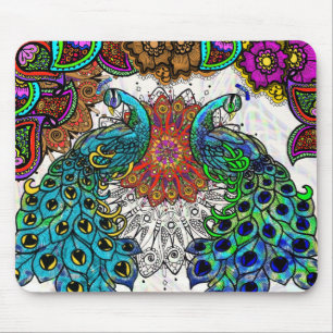 Paisley Peacocks Mouse Pad