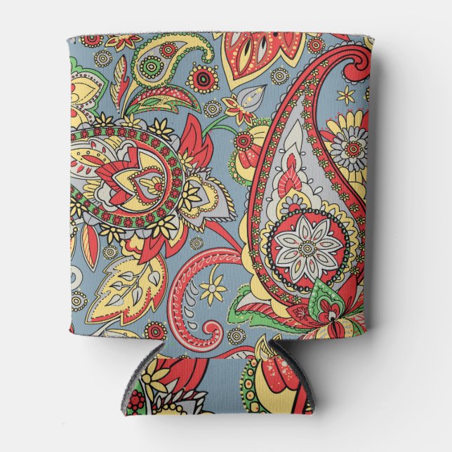 Paisley Perfection: Oriental Vintage Pattern Can Cooler (Front)