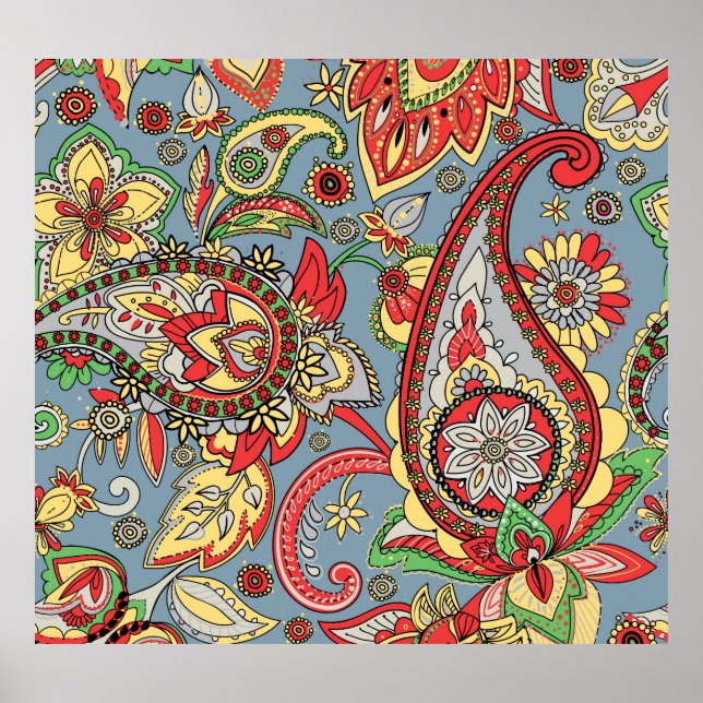 Paisley Perfection: Oriental Vintage Pattern Poster (Front)