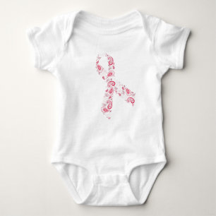 paisley pink ribbon baby bodysuit
