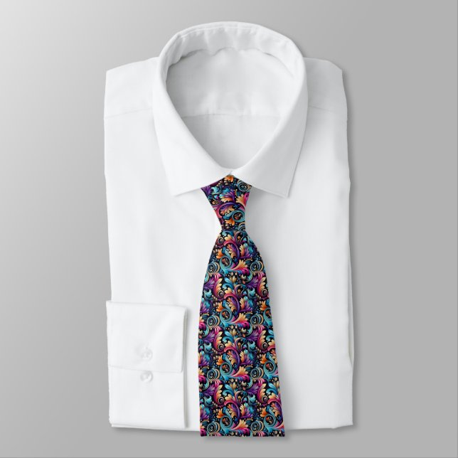 Paisley Print Men's Dress Tie (Tied)