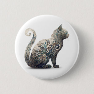 Paisley Profile Cat 6 Cm Round Badge