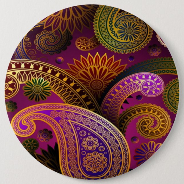 Paisley Purple 6 Cm Round Badge (Front)