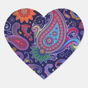Paisley Purple pink Heart Sticker