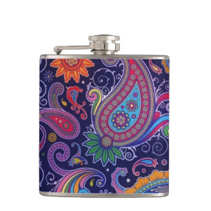 Paisley Purple pink Hip Flask