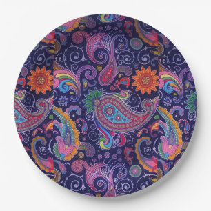 Paisley Purple pink Paper Plate