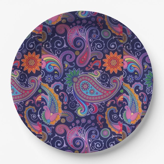 Paisley Purple pink Paper Plate (Front)