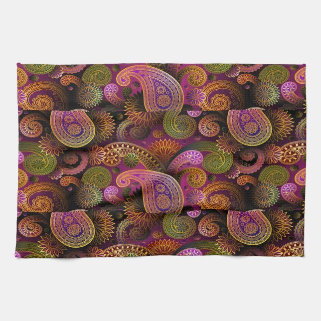 Paisley Purple Tea Towel (Horizontal)