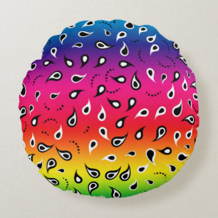 Paisley Rainbow Round Cushion