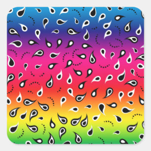 Paisley Rainbow Square Sticker