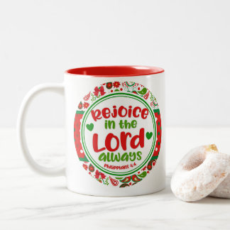 Paisley Rejoice in the Lord Always Faith Two-Tone Coffee Mug