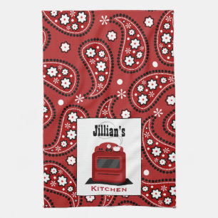 Paisley & Retro Stove Personalised Kitchen Towel
