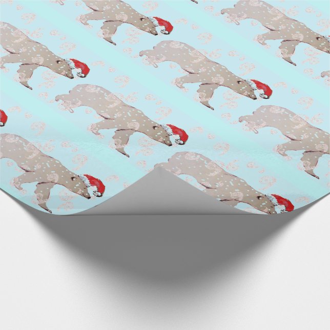 Paisley Santa Polar Bears Wrapping Paper (Corner)