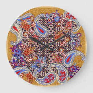 Paisley Scarf: Multicolor Fabric Design Large Clock