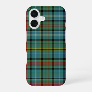 Paisley Scotland Tartan Turquoise and Black Plaid iPhone 16 Case
