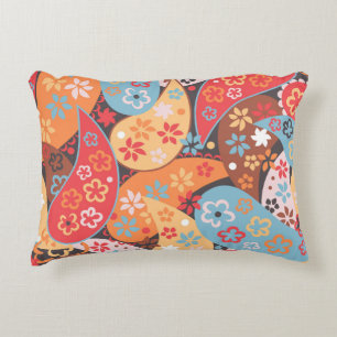 Paisley seamless pattern, colorful vintage hand dr decorative cushion