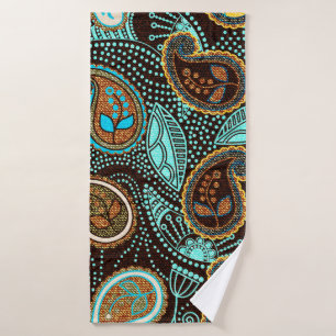 Paisley seamless pattern, jeans texture effect  bath towel