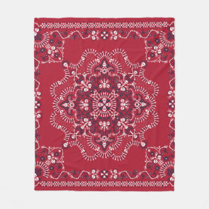 Paisley, skulls, bandanna, square design. fleece blanket