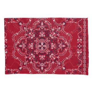 Paisley, skulls, bandanna, square design. pillowcase