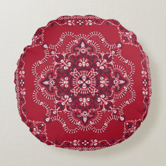 Paisley, skulls, bandanna, square design. round cushion