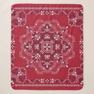 Paisley, skulls, bandanna, square design. sherpa blanket