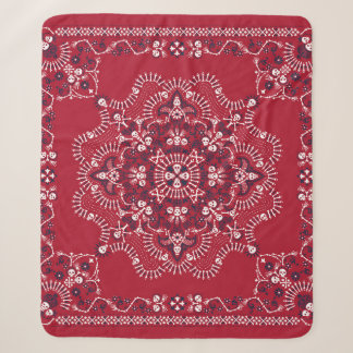 Paisley, skulls, bandanna, square design. sherpa blanket