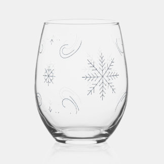 Paisley Snowflake Band Stemless Wine Glass