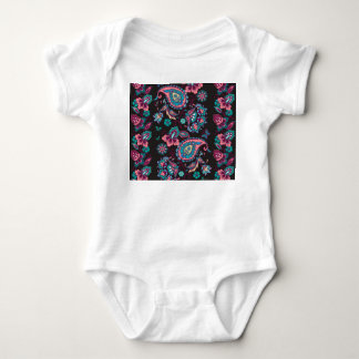 Paisley Stripe: Black Decorative Seamless Baby Bodysuit