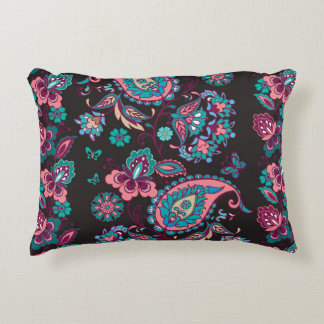 Paisley Stripe: Black Decorative Seamless Cushion