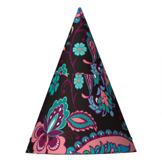 Paisley Stripe: Black Decorative Seamless Party Hat
