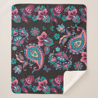 Paisley Stripe: Black Decorative Seamless Sherpa Blanket