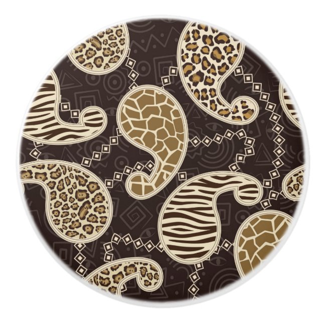 Paisley style background ceramic knob (Front)