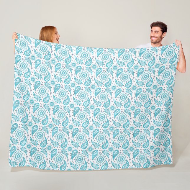 Paisley teal pattern. fleece blanket (In Situ)