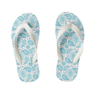Paisley teal pattern. kid's jandals