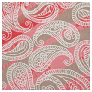 Paisley Textile   Red Pink Green Fabric Print