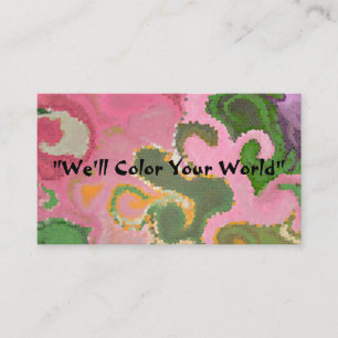 "PAISLEY/TIE-DYE DESIGN" (PINKS, GREENS AND GOLDS) BUSINESS CARD