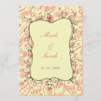 Paisley Vines Honeysuckle Pink Invitation