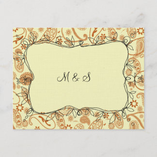 Paisley Vines Orange RSVP Card
